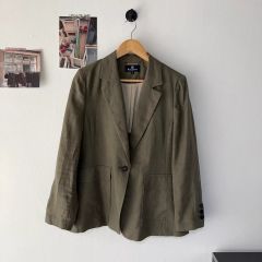 美品 高級◎】アクアスキュータム 紺ブレ ペイズリー柄 カシミヤ混