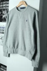 (L-XL) ポロラルフローレン スウェット Tシャツ グレー 起毛 ポニー-17A5E