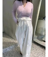 24ss HUG O WaR ハグオーワー リネンオーバーダイワイドレッグパンツ