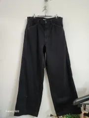 ユニクロブラック ワイド デニムストレッチ パンツ 34