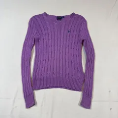 ポロラルフローレン ピマコットン ケーブルニット PURPLE 紫