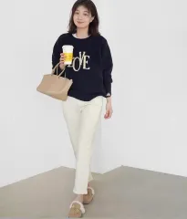 LOVE レタリング ニット FREE ネイビー