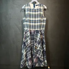 M Polo ポロ ラルフローレン パッチワーク チェック ノースリーブ ヴィンテージ ONE PIECE