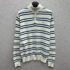 100 トミーヒルフィガー メンズ ルーズフィット ハーフジップ ニット