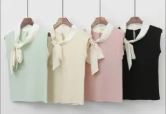 新品 バイカラー ノースリーブニット