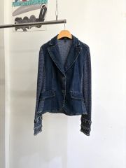 美品☆INGEBORG デニムジャケット 2way フリル レース Lサイズ相当