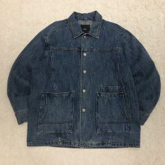 L相当 ステューシー デニム カバーオール ジャケット ハンティング 比翼ボタン L相当 ステューシー デニム カバーオール ジャケット ハンティング
