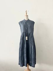 モラビトブラン ノースリーブワンピース 38 グリーン シルク80％ 新品
