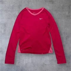 ナイキ Nike ジーンピンク ドライフィット Vネック 機能性 長袖 Tシャツ S