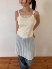 IVEレイ着用 ZARA レース キャミソール M グリーン - メルカリ