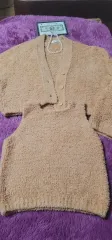 フリース ニット ベスト カーディガン セット