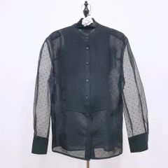 ドット柄 シースルー 長袖 ブラウス ブラック side 36 MACPHEE - メルカリ