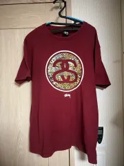 00s STUSSY バーガンディ CHANEL ロゴ Tシャツ 半袖