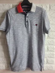Tommy Hilfiger カラ 半袖Tシャツ グレー M
