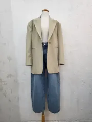 春新商品 オリーブベージュ色 オーバーサイズ ジャケットF