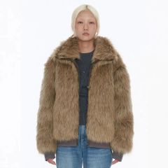 ZARA ダブルフェイスフェイクファージャケット XS ベージュ ファー