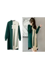 モックネック ニット ロング丈ワンピース
