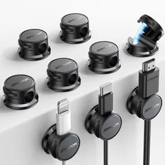 新品 【業界初！マグネット式 9個セット】ケーブルホルダー JOYROOM ケーブルクリップ 配線止め 配線整理 ケーブルスムーズ調整可能 デスク周り コードクリップ コードホルダー 貼り付け 強力粘着 USB配線収納 卓上 デスク 机 壁 車 ナイトテーブル