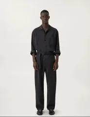 LEMAIRE ルメール ドライシルク ベルト付き パンツ スクイッドインク 50のサムネイル