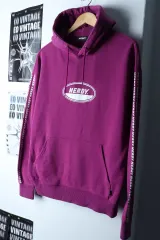 (S-M) ノルディ フード付きTシャツ サイドレタリング パープル オールドスクール-17538のサムネイル