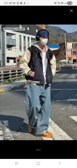新品 ワイド パンツ ミドルブルー