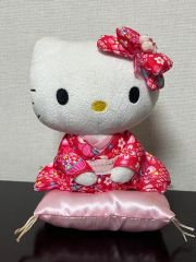 ハローキティ日本人形2002年 黒もみじ 陶器置物 希少品 サンリオ 欅