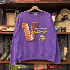 90s リー スポーツ NFL ミネソタ バイキングス パフ プリンティング スウェットシャツ N786