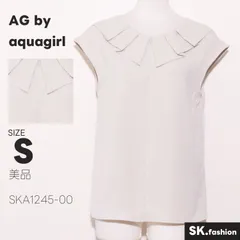 美品 AG by aquagirl トップス フレンチブラウス　半袖　サテンタック　シンプル　ポリエステル100％