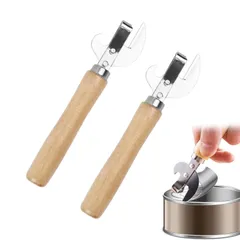 新品 Doyime ステンレススチール製缶切り コルクスクリュー ヴィンテージ缶切り 木製ハンドル 栓抜き 手動 サイドカット キッチン レストラン ホーム キャンプ用 2個のサムネイル