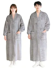Gemarwel 着る毛布 冬【保温＆極上の触り】 グレー M 吸湿発熱 暖かい 防寒 男女兼用 ガウン ルームウェア 着るブランケット パジャマ 洗える 乾きやすい