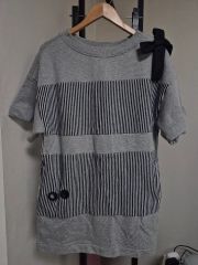 慈雨 半袖 Tシャツ ドット柄 切り替えデザイン　L　センソユニコ 慈雨♡切り替えデザイン 半袖Tシャツ グレー (⁠◍⁠•⁠ᴗ