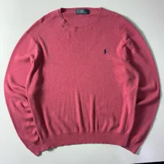 Polo ポロ ラルフローレン 90s 刺繍 ピマコットン ピンク ニット