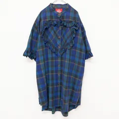 Vivienne Westwood  REDLABEL ヴィヴィアンウエストウッド レッドレーベル シャツワンピース フリル ハート チェック柄 ブルー 日本製 レディース 00 a01277のサムネイル