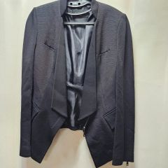 トランスコンチネンツ ノーカラー ウールジャケット ブラック Mサイズ 