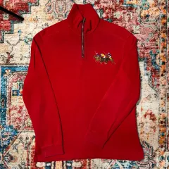 L ポロラルフローレン ビックポニー コットンニット ハーフジップアップ レッド
