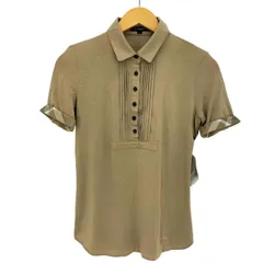 バーバリーロンドン BURBERRY LONDON 袖 襟 裏地チェック ロゴ刺繍 フロントプリーツ ポロシャツ レディース JPN：2 