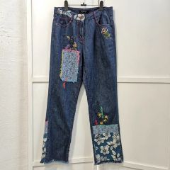 ScoLar スカラー デニムパンツ ジーンズ パッチワーク 花柄 レース