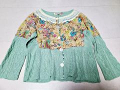 美品エトロETRO Milanoシルク花柄スカーフ柄カーディガン44ロゴ入り