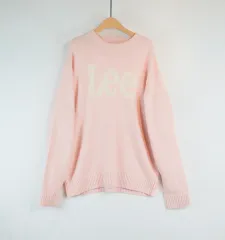 LEE レタリング ニット L ピンク ロゴ ニット セーター デイリー カジュアルのサムネイル