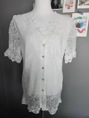 レース半袖ブラウス