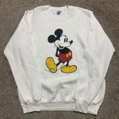 90s USA製 ディズニー ミッキー スウェット XL 太アーム ホワイト