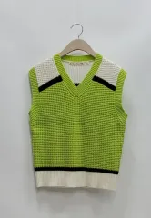 UNIQLO x Marni ポップコーンスリーブ ニット Vネック ベスト / レディース M イエローグリーン