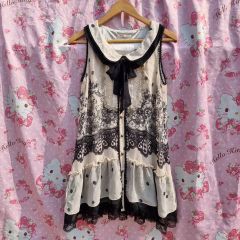 Emily Temple cute フロッキープリント ジャンパースカート 黒白