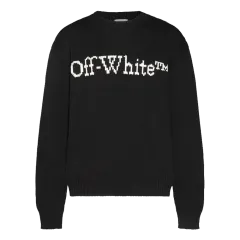 オフホワイト BIG BOOKISH チャンキー クルーネック ニット BLACK WHITE カラー (M)のサムネイル