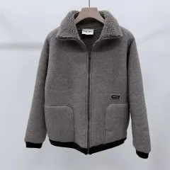S+級/42 25FW ミュウミュウ Shearling コットン フリース ブルゾン ジャケットのサムネイル