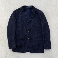 XL シップス アンコン サマーテーラード 編込 ジャケット 麻 レーヨン