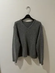 アンゴラ Vネック ニット ダークグレイ