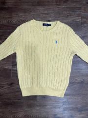 ポロラルフローレン カシミヤ混 ケーブル編み ニット イエロー ポニー