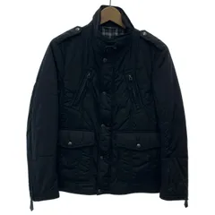 【中古】　BURBERRY BLACK LABEL　ナイロンジャンパー　中綿ブルゾン　ハイネック　フルジップ　無地　古着　/1587