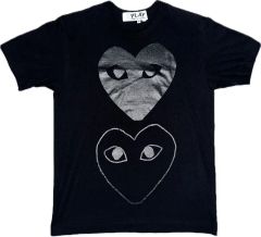 PLAY COMME des GARCONS ダブルハート ブラック TシャツL - メルカリ
